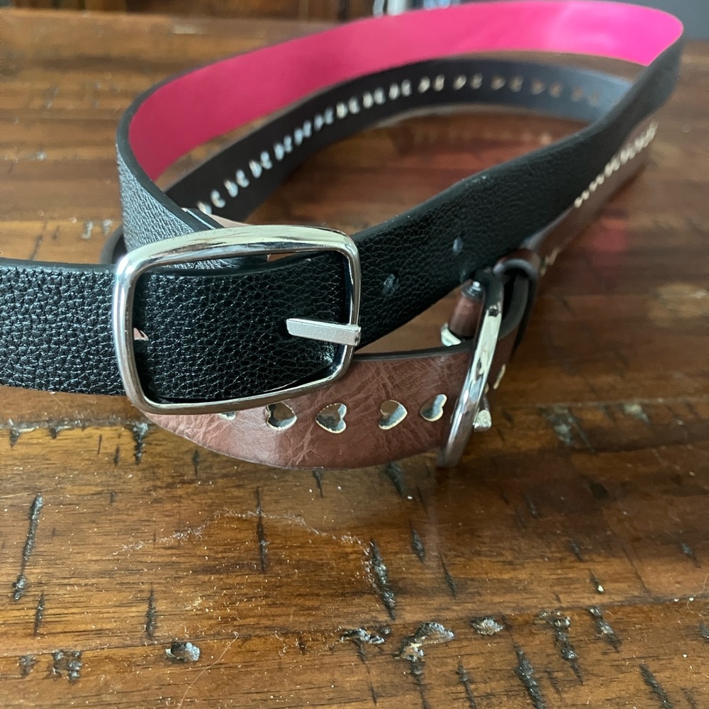 Cat & Jack Belts Black & Pink and Brown Hearts